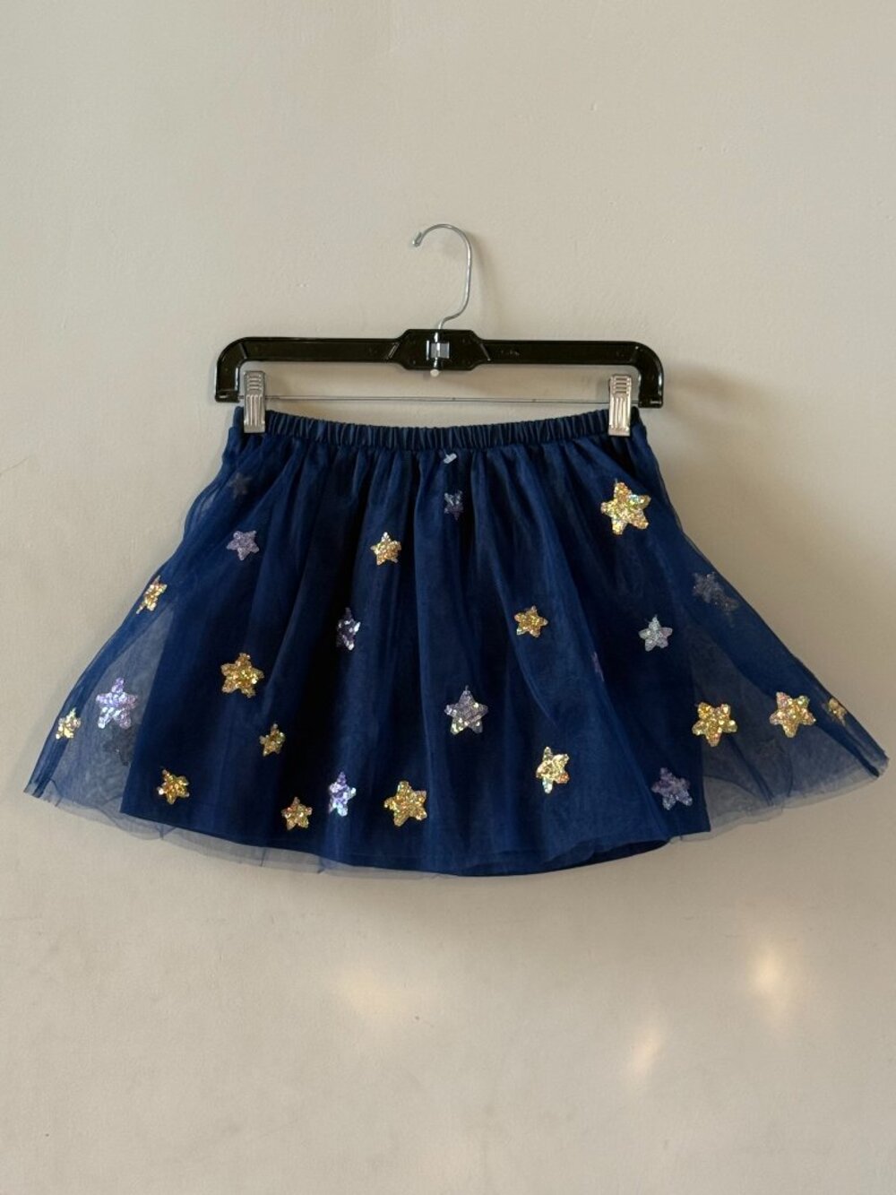 J.Crew Crewcuts Girls M Navy Tulle Sequin Star Skirt Holiday Party